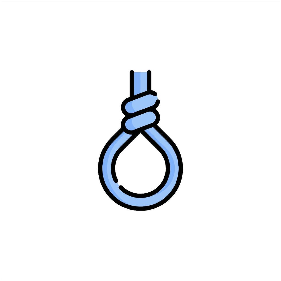 A blue and black outline of a hanging rope vector