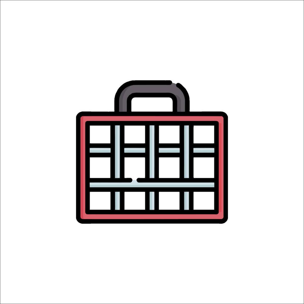 A red and black suitcase icon on a white background vector