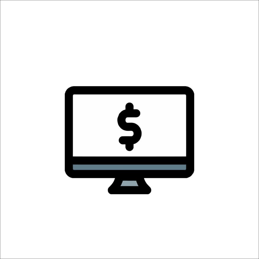 A computer monitor with a dollar sign on it vector