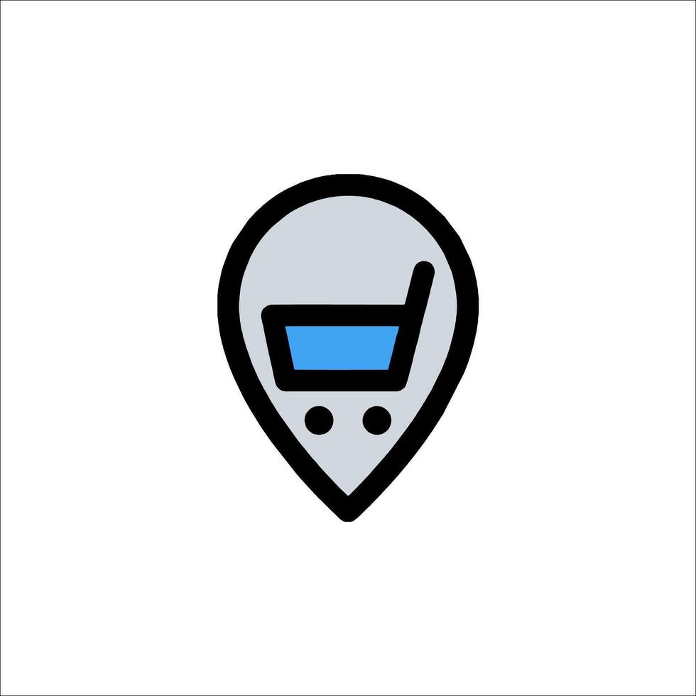 A map pin with a shopping cart icon vector