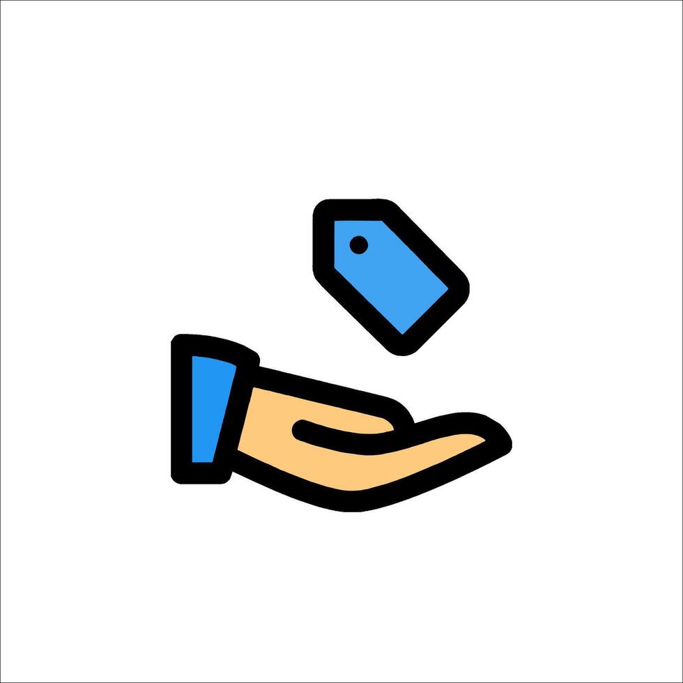 A hand holding a tag and a hand with a tag vector