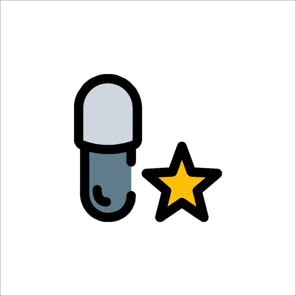 A pill and star icon on a white background vector