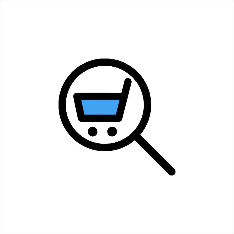 A magnifying glass icon with a shopping cart vector