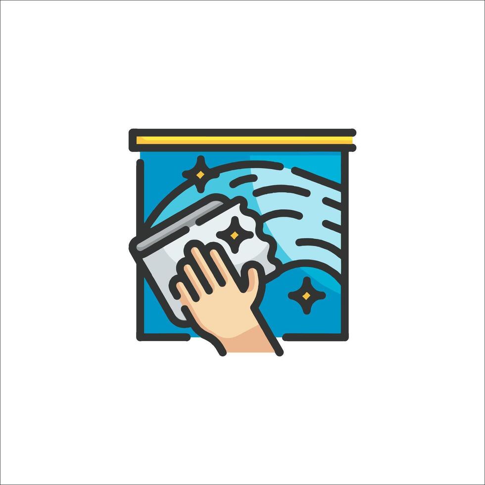 A hand is holding a window cleaning tool vector