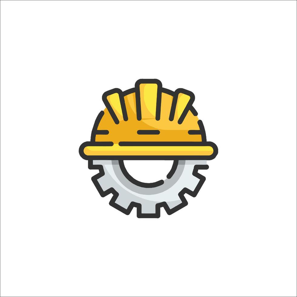 A yellow construction helmet icon vector