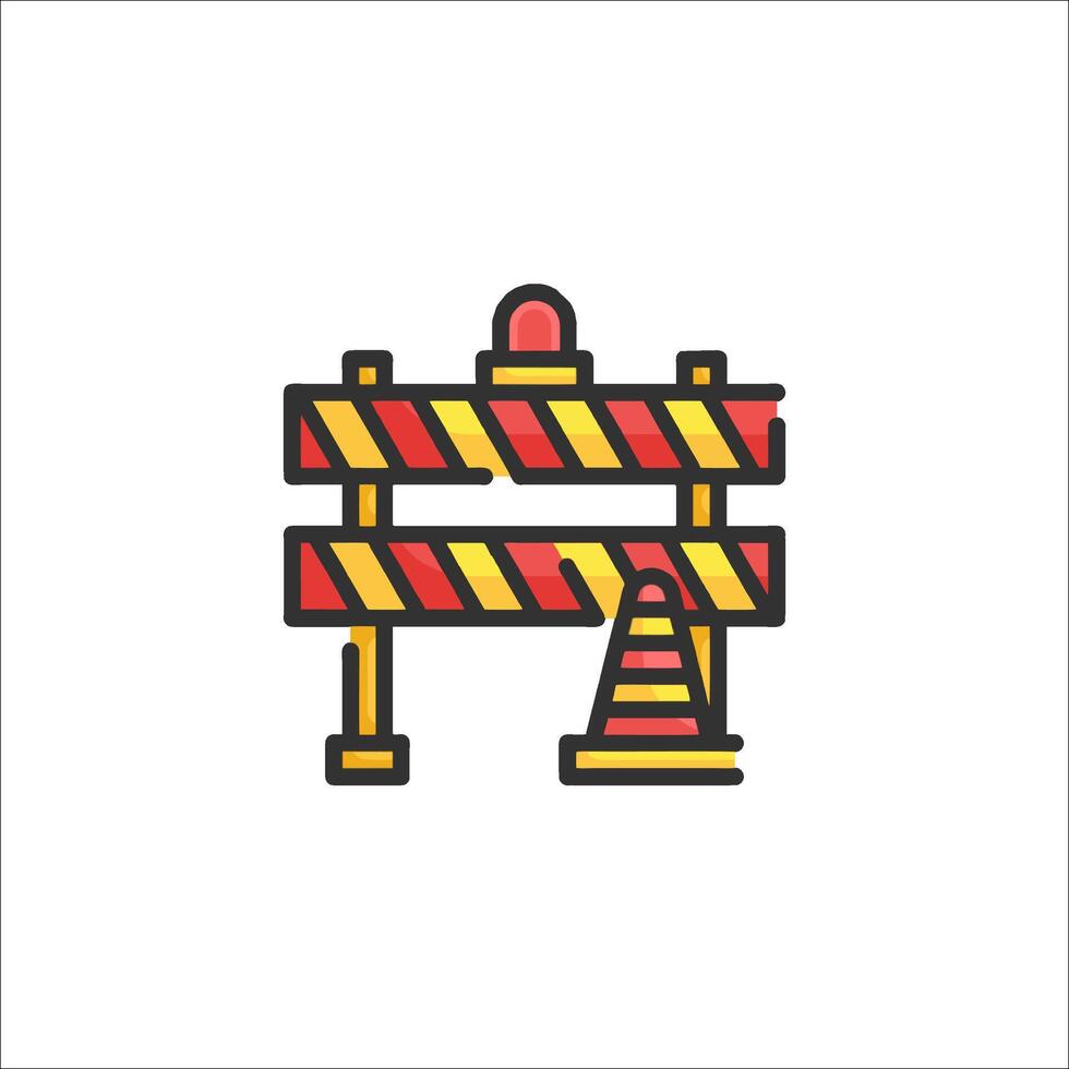 A construction barrier with a cone and a sign vector