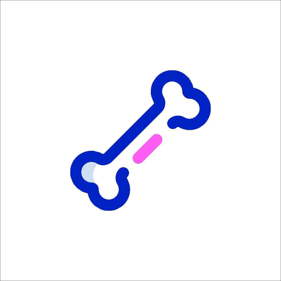 A dog bone icon with a pink and blue color scheme vector