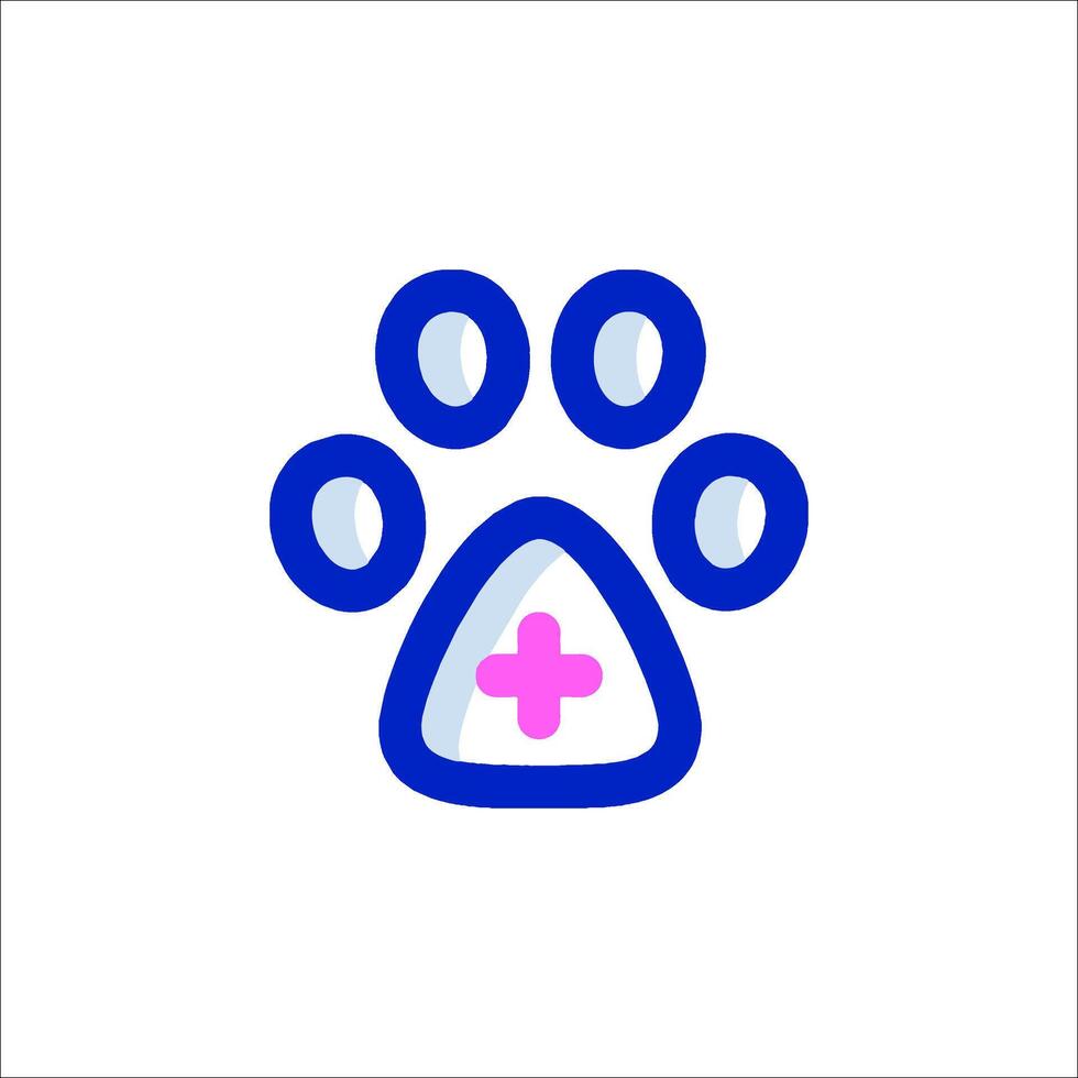 A blue and pink paw with a cross on it vector