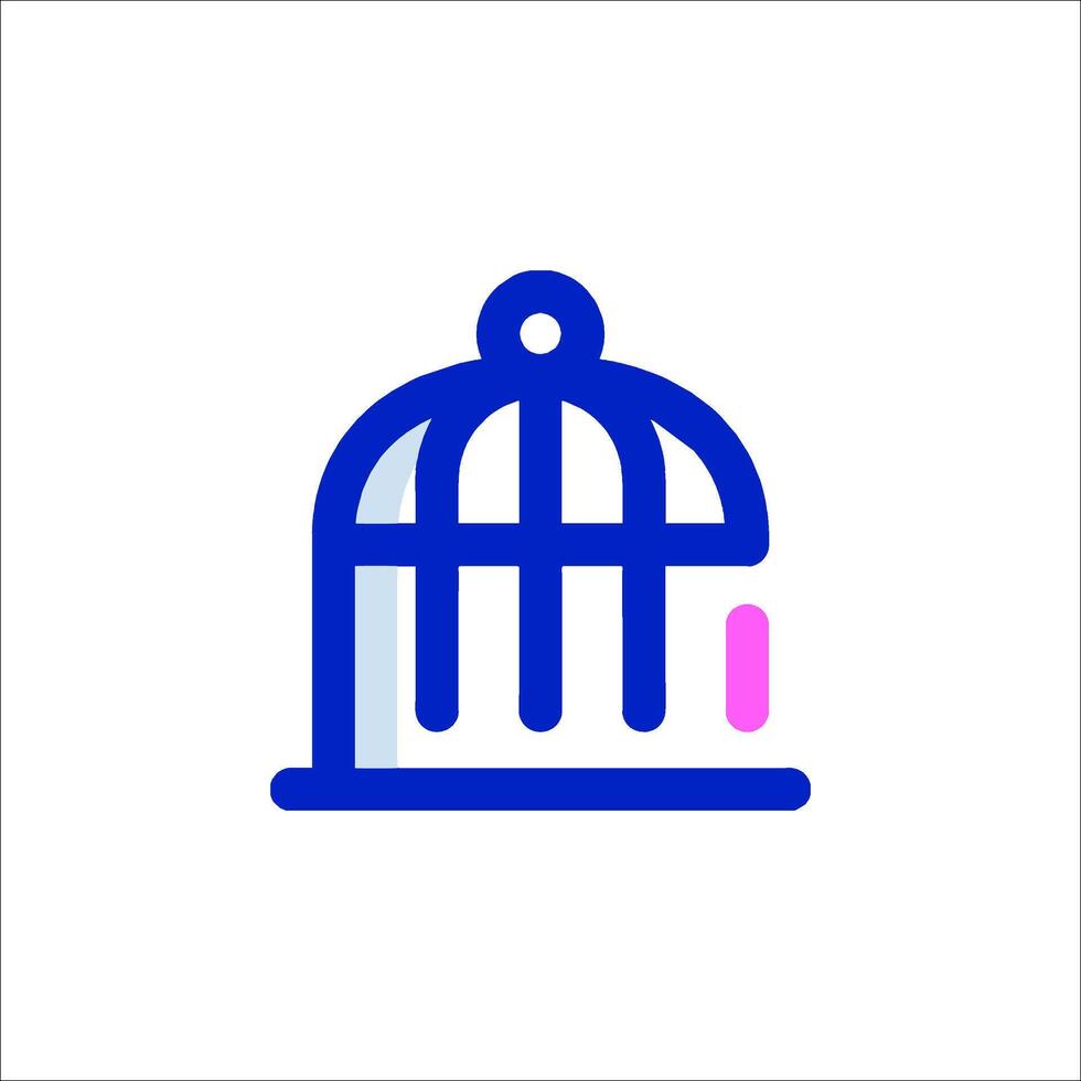 A bird cage icon with a pink and blue color scheme vector