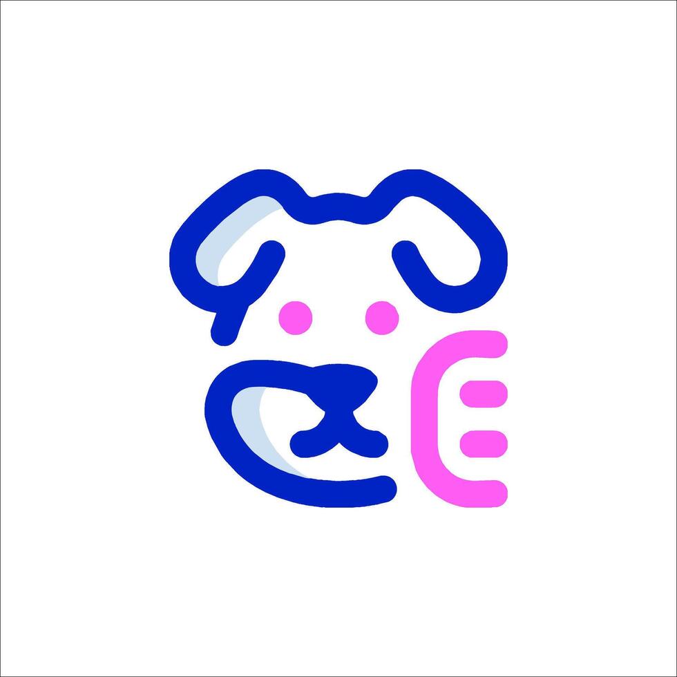 A dog's head with a pink and blue background vector