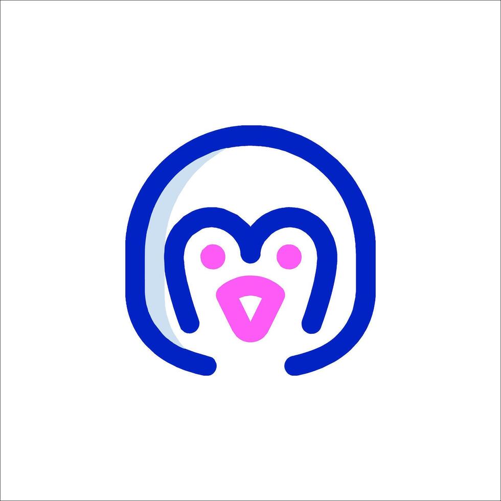 A penguin logo with a pink and blue color scheme vector