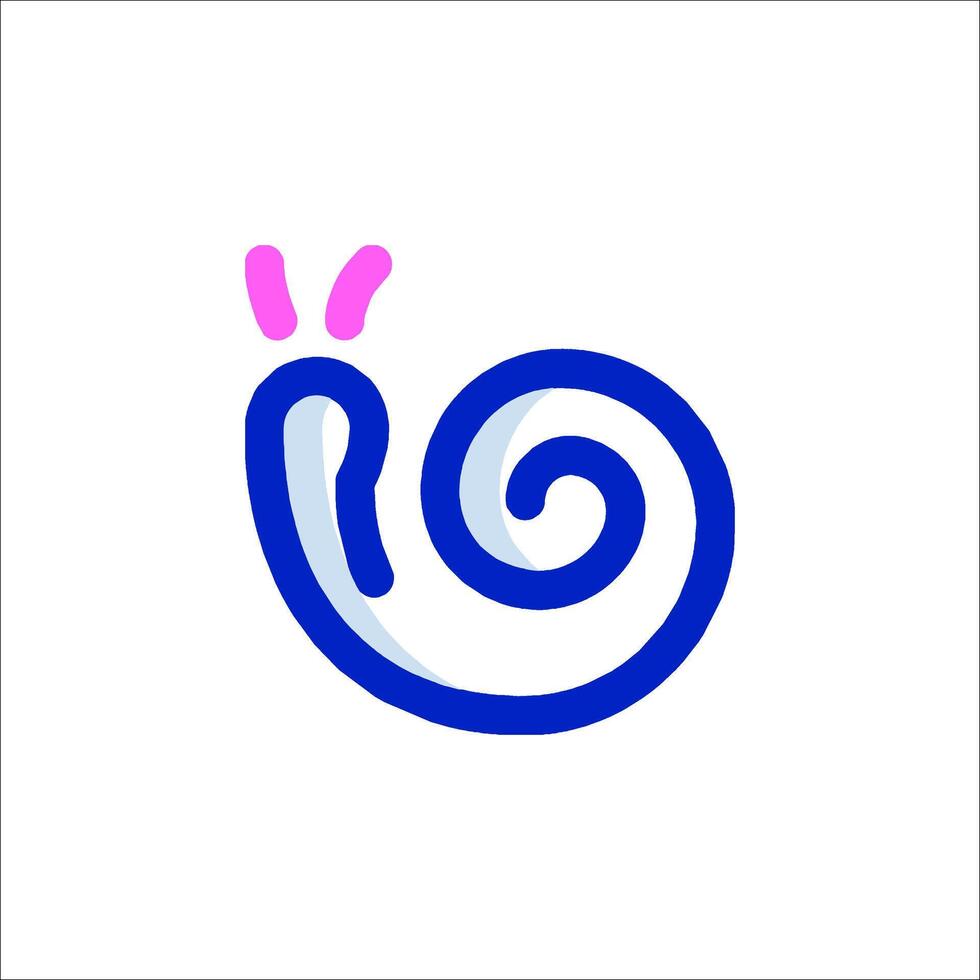 A snail logo with a pink and blue color scheme vector