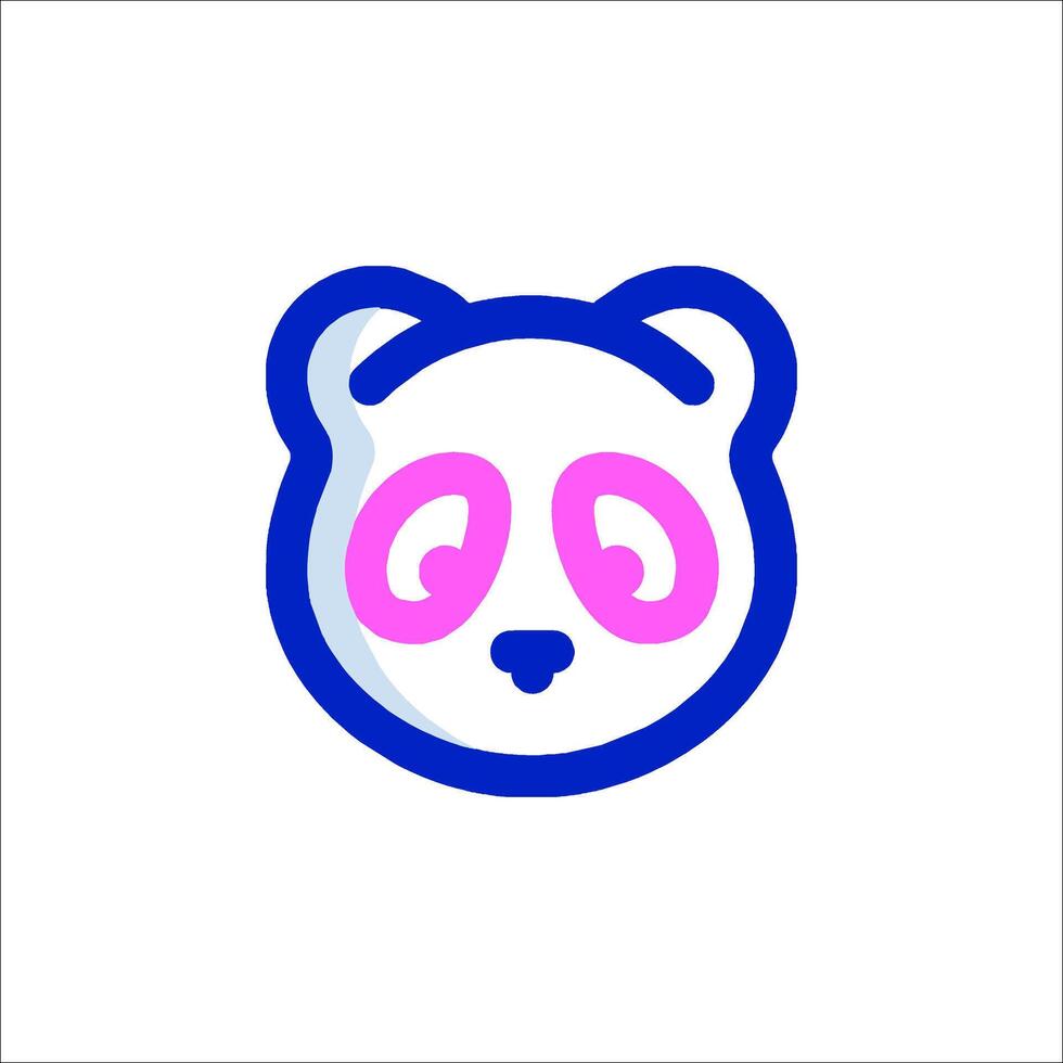 A panda bear logo with pink and blue colors vector