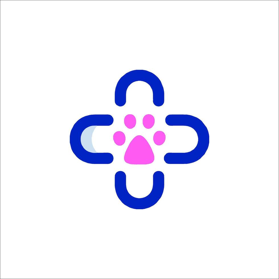 A blue and pink cross with a paw on it vector