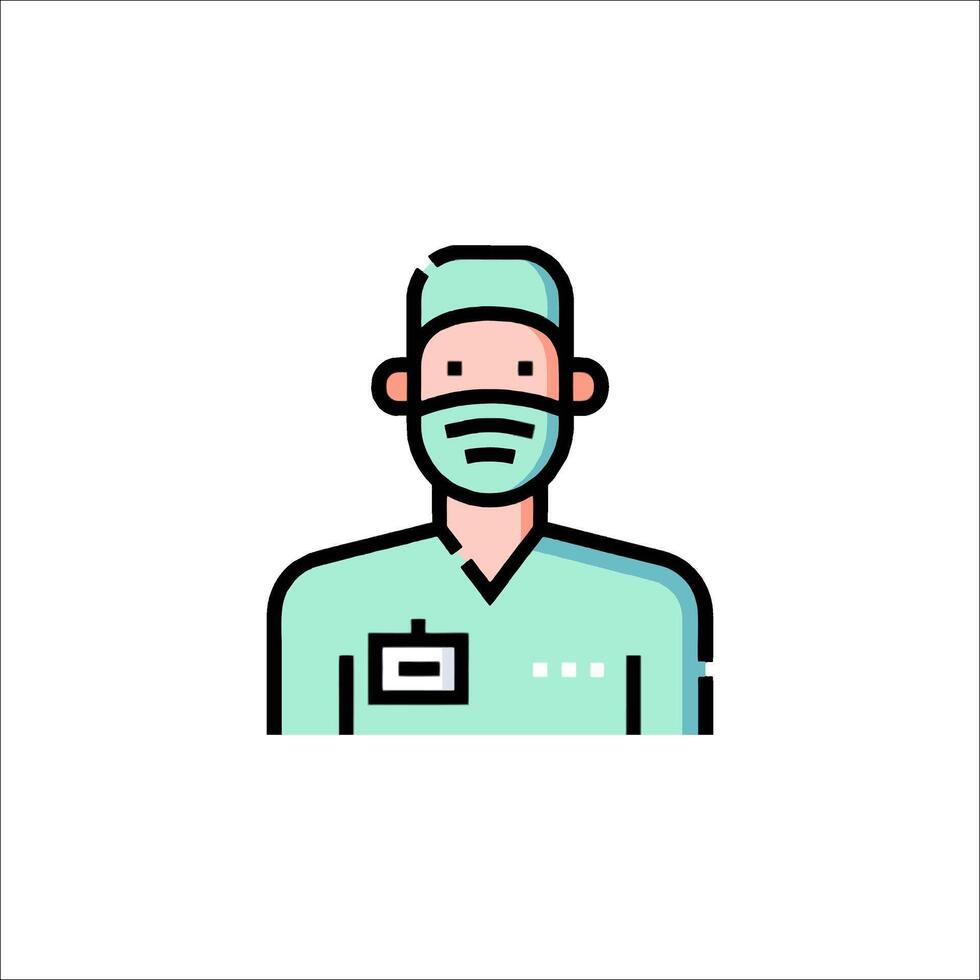 A doctor in a surgical mask and green uniform vector
