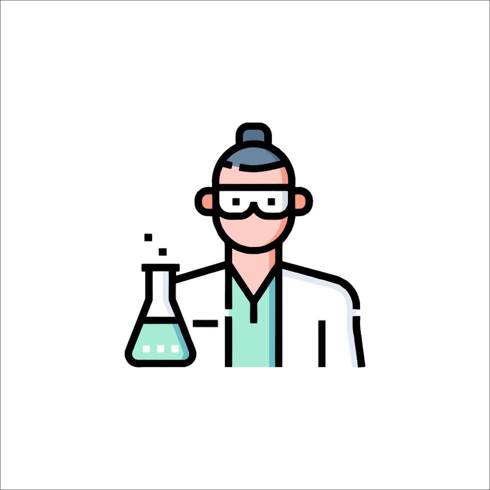 A man in a lab coat holding a flask vector