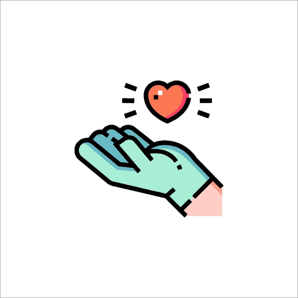 A hand holding a heart icon vector