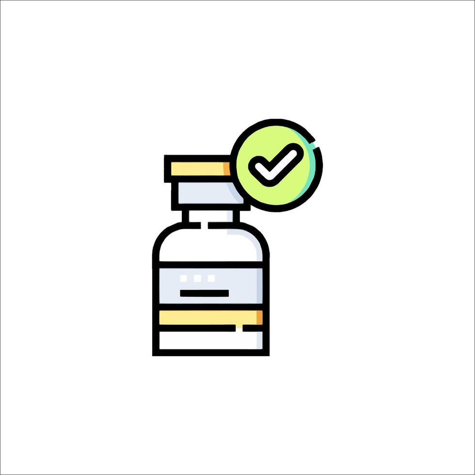 A bottle with a check mark on it vector