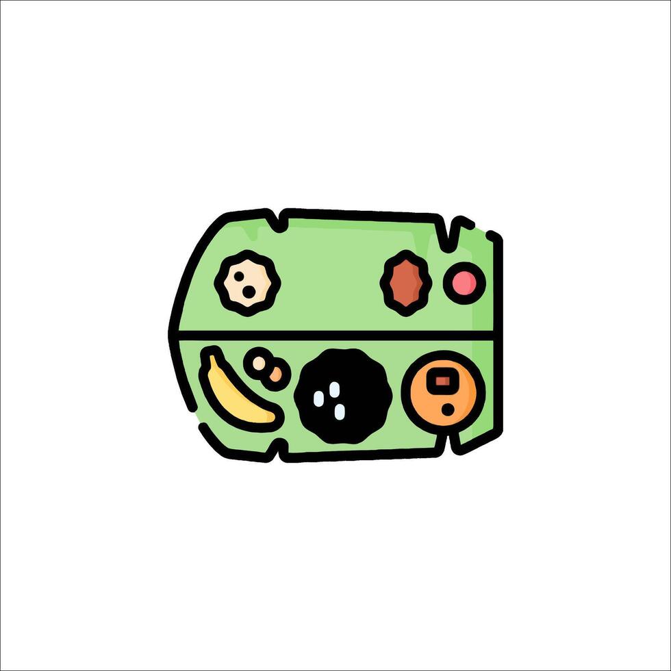 A green and white drawing of a food container vector