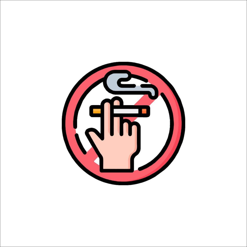 No smoking sign with hand holding cigarette vector