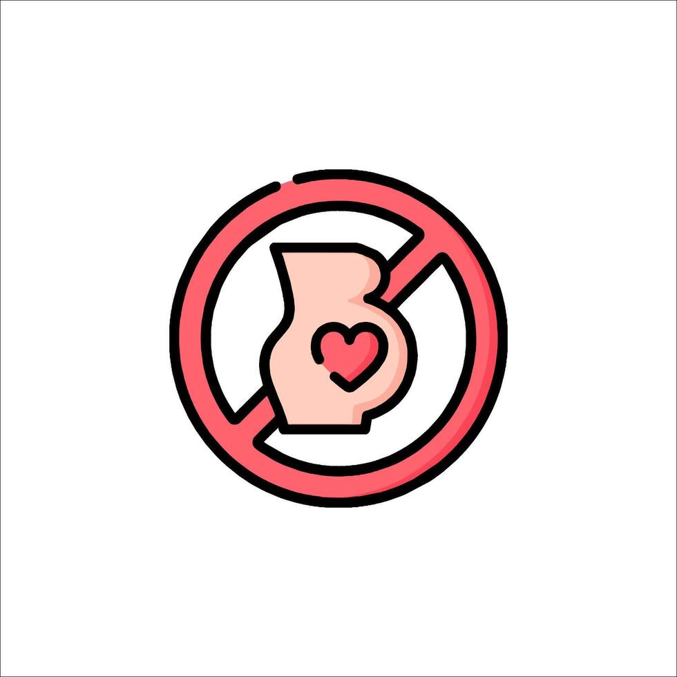 A no baby sign with a heart in the middle vector