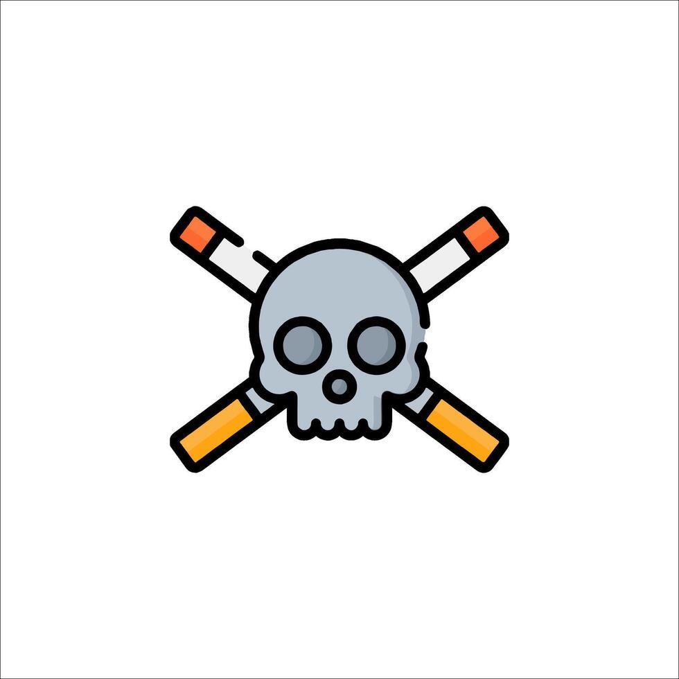 A skull and crossed cigarettes icon vector