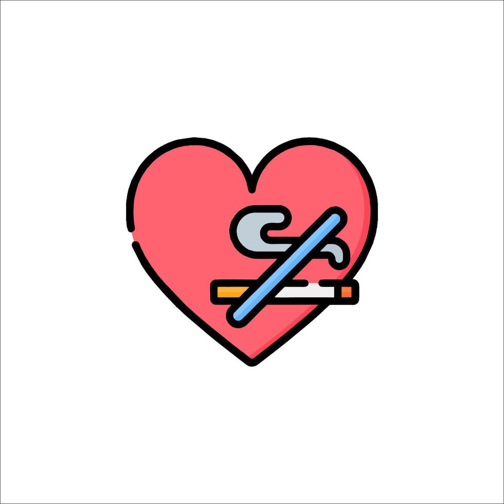A heart with a cigarette in it and a cigarette in the middle vector
