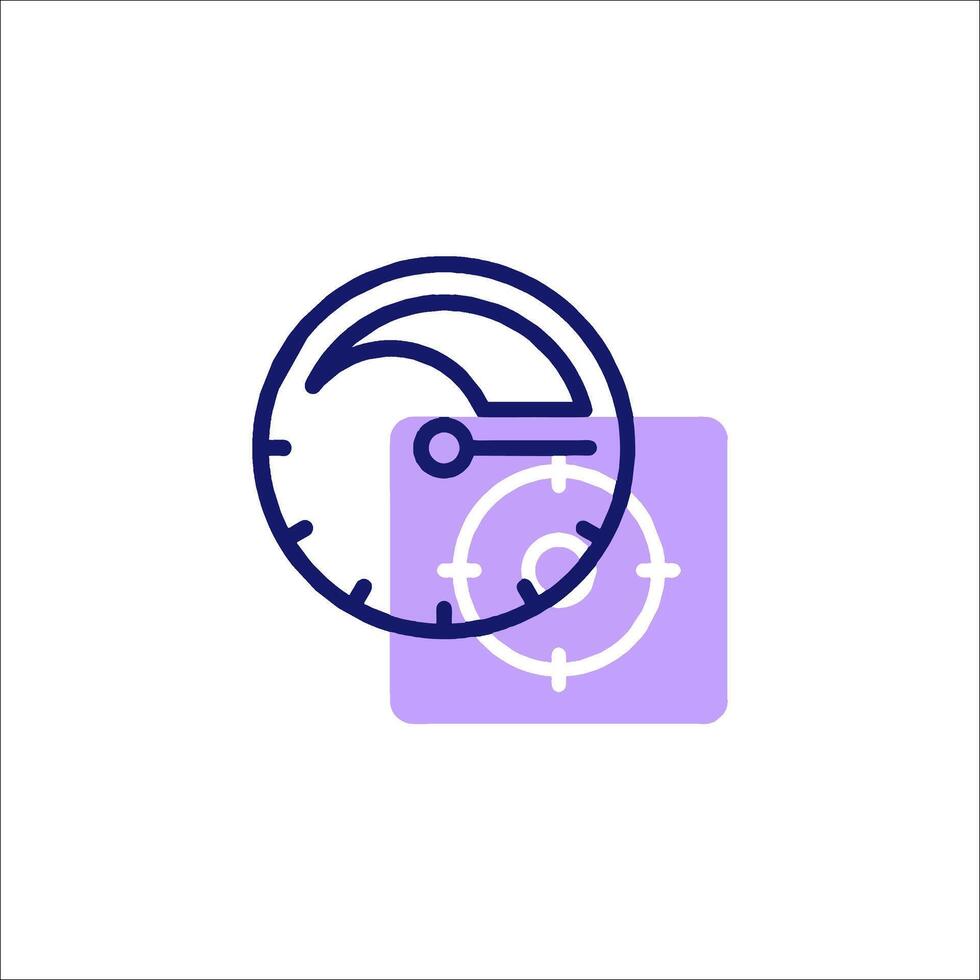 A clock icon on a purple square vector