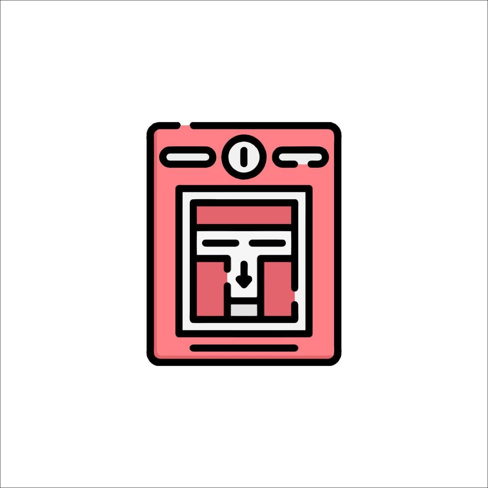 A red and black icon of a microwave vector