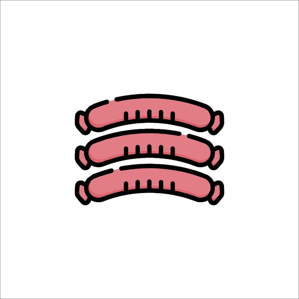 A line drawing of three sausages on a white background vector