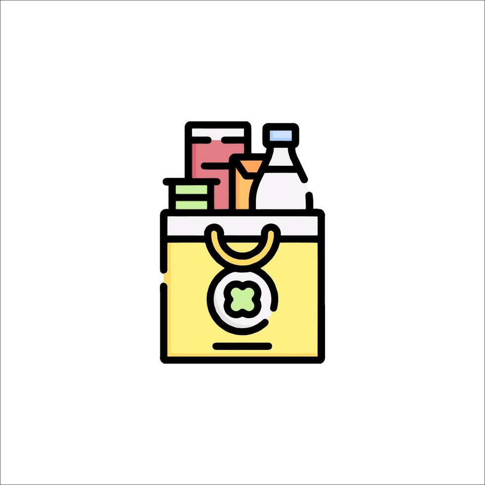 A grocery bag with food and drinks in it vector