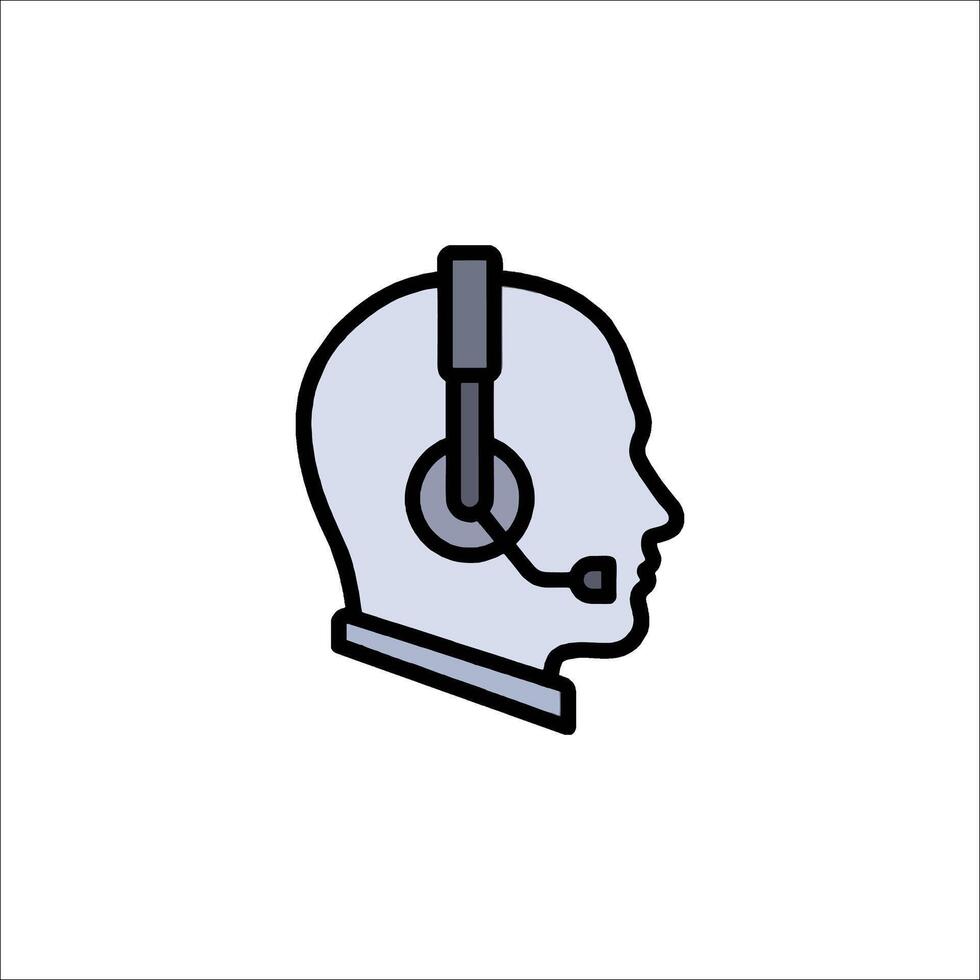 A call center icon with a headset on the head vector