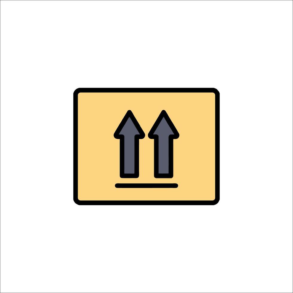 Two arrows pointing in opposite directions on a yellow box vector