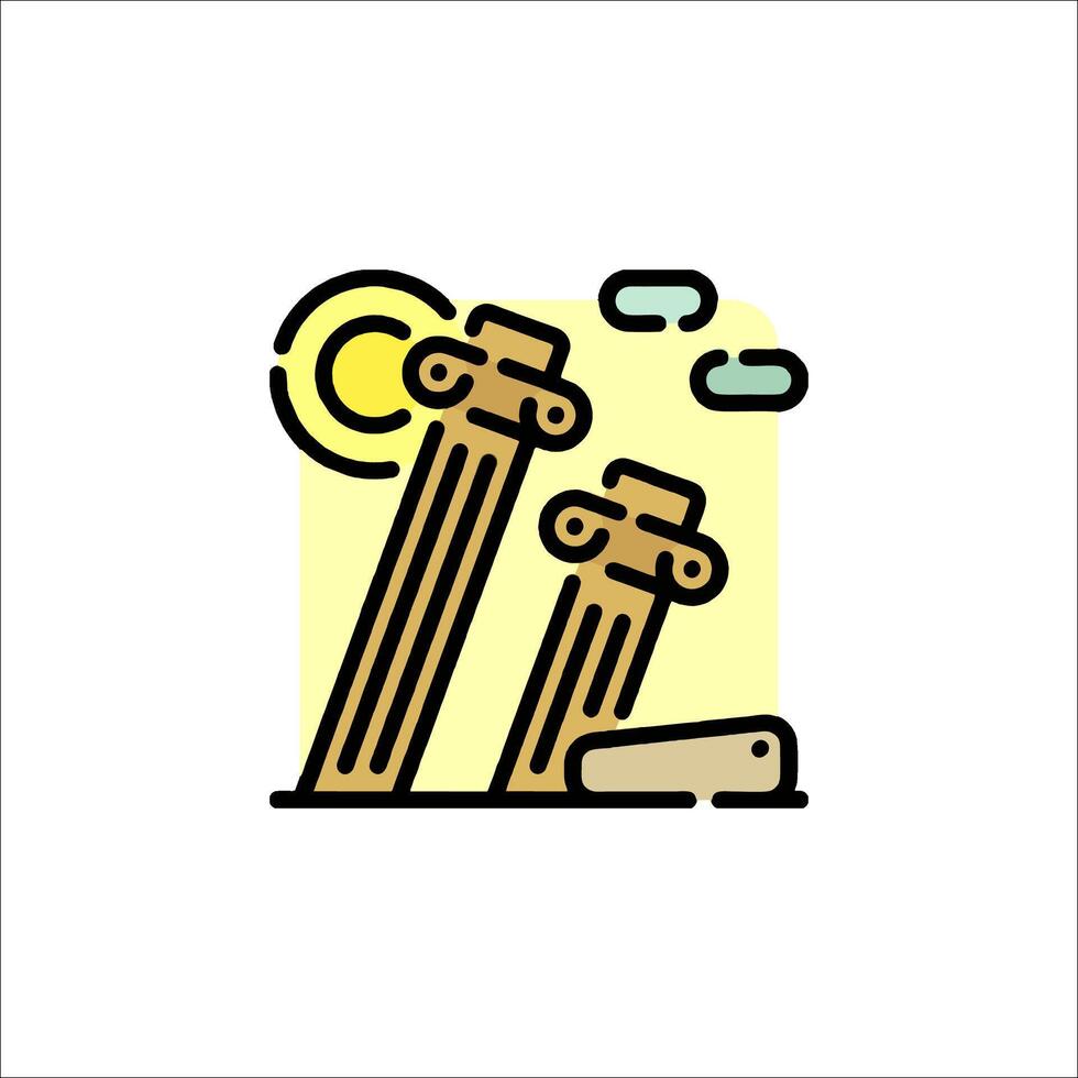 Ancient roman architecture icon with two columns vector