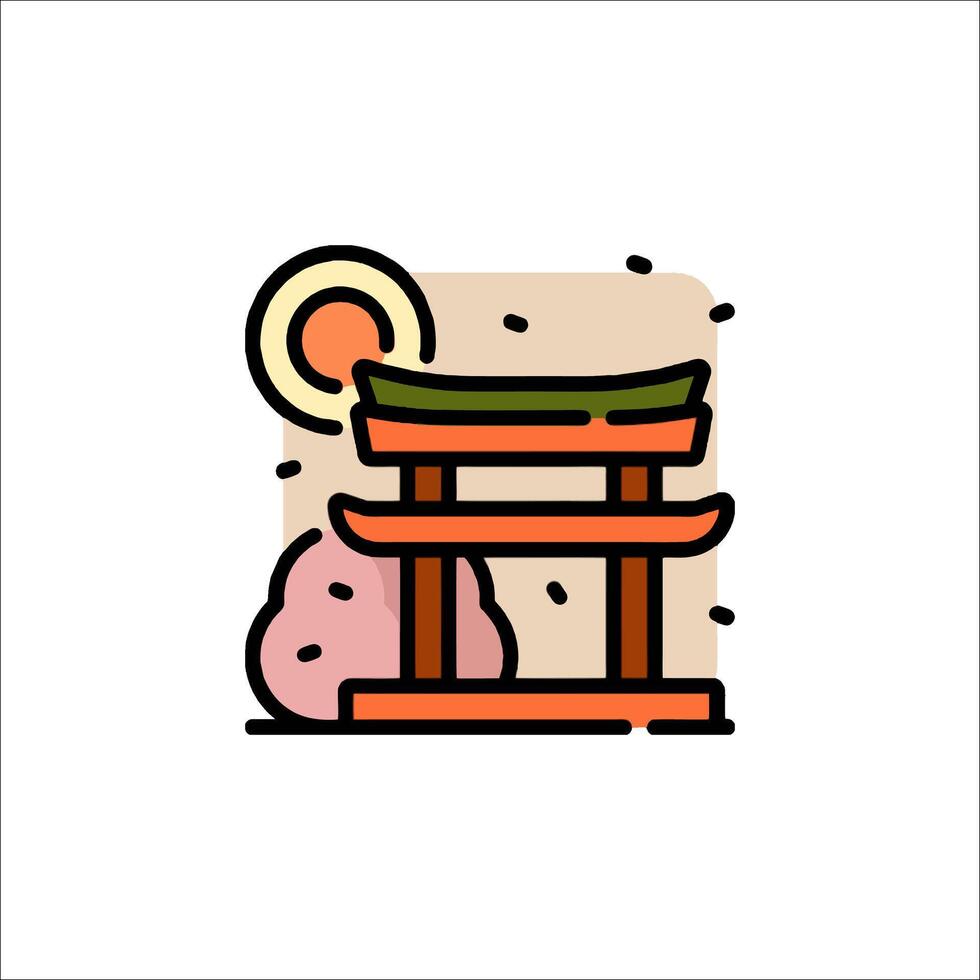 Japanese torii gate icon illustration vector