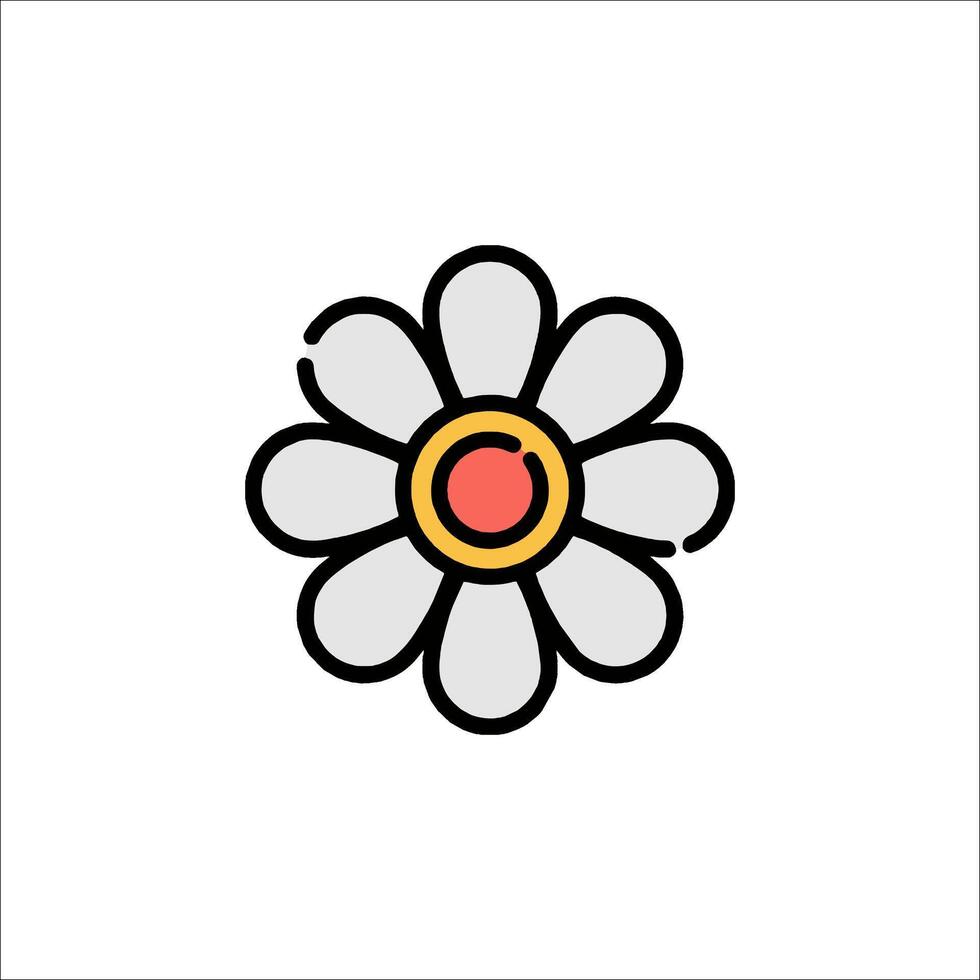 A flower icon with a red center vector
