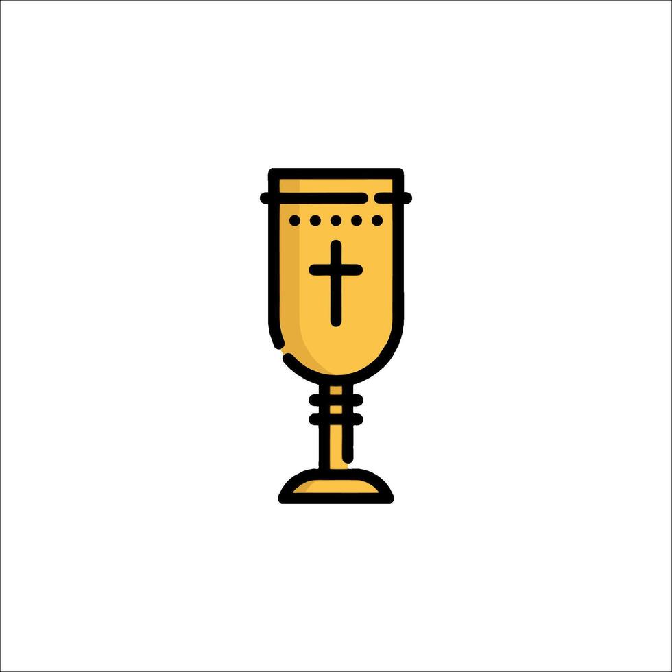 A golden chalice with a cross on it vector