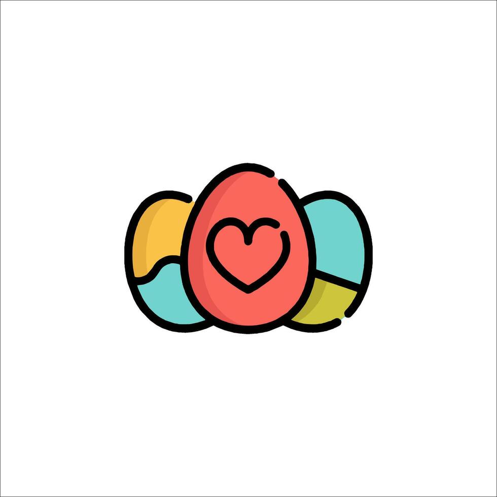 Easter eggs with heart icon vector