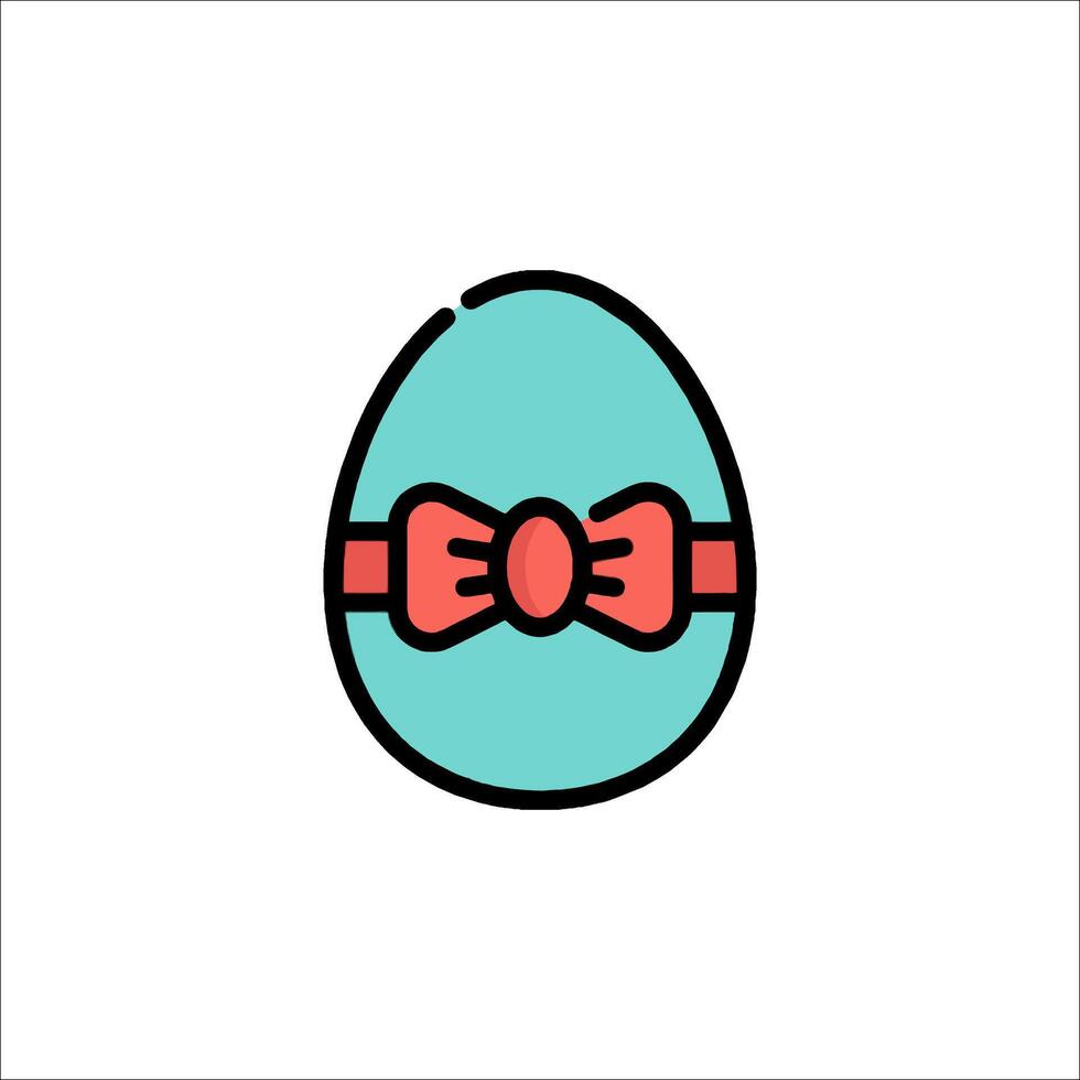 Easter egg with bow tie icon illustration vector