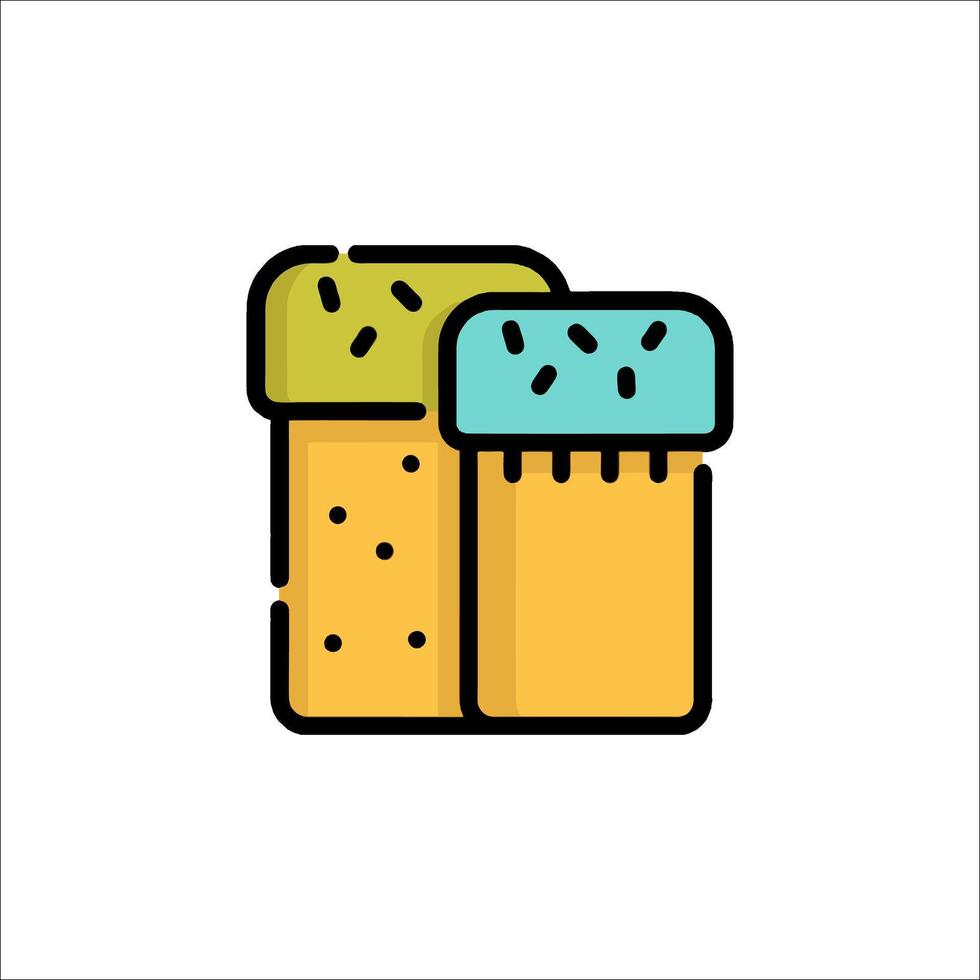A pair of cookies with a blue and green icing vector