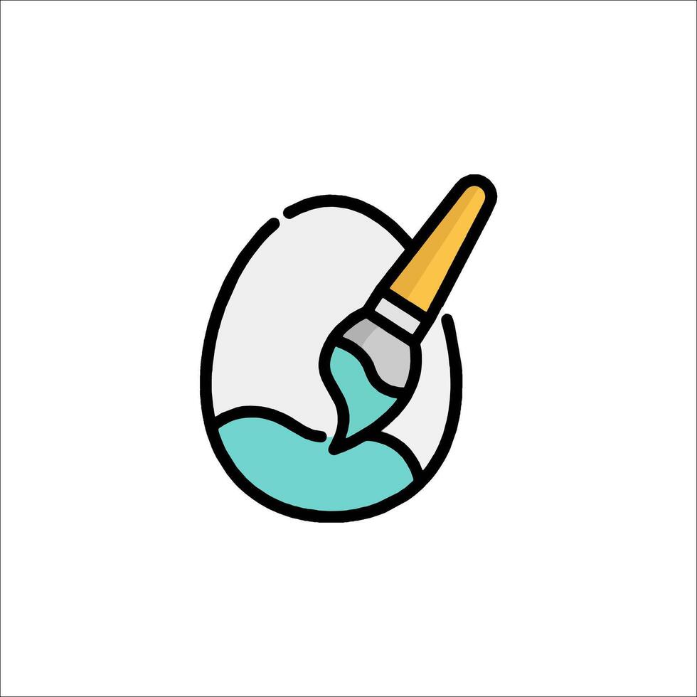 A paintbrush and egg icon vector
