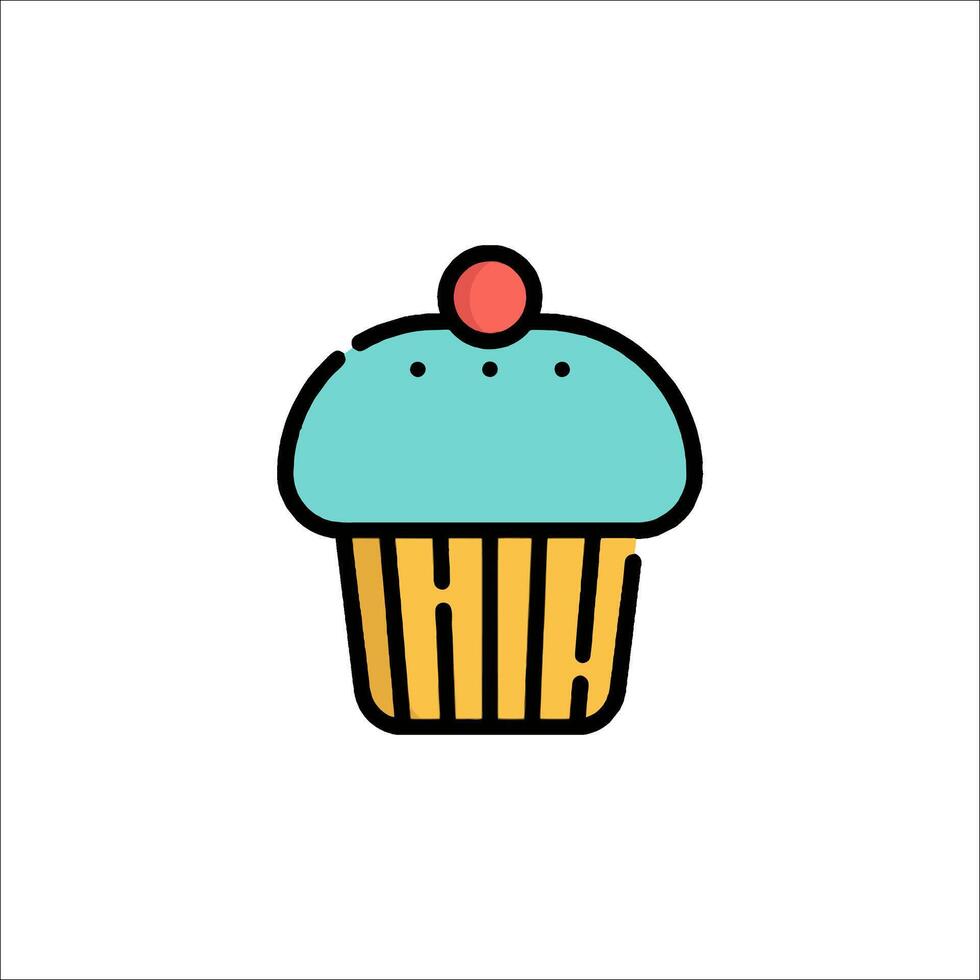 A cupcake icon with a red dot on top vector