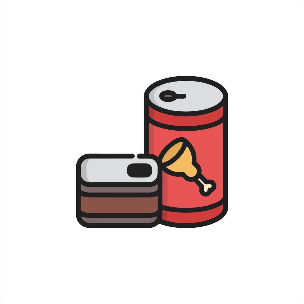Can of soda and cake icon illustration vector