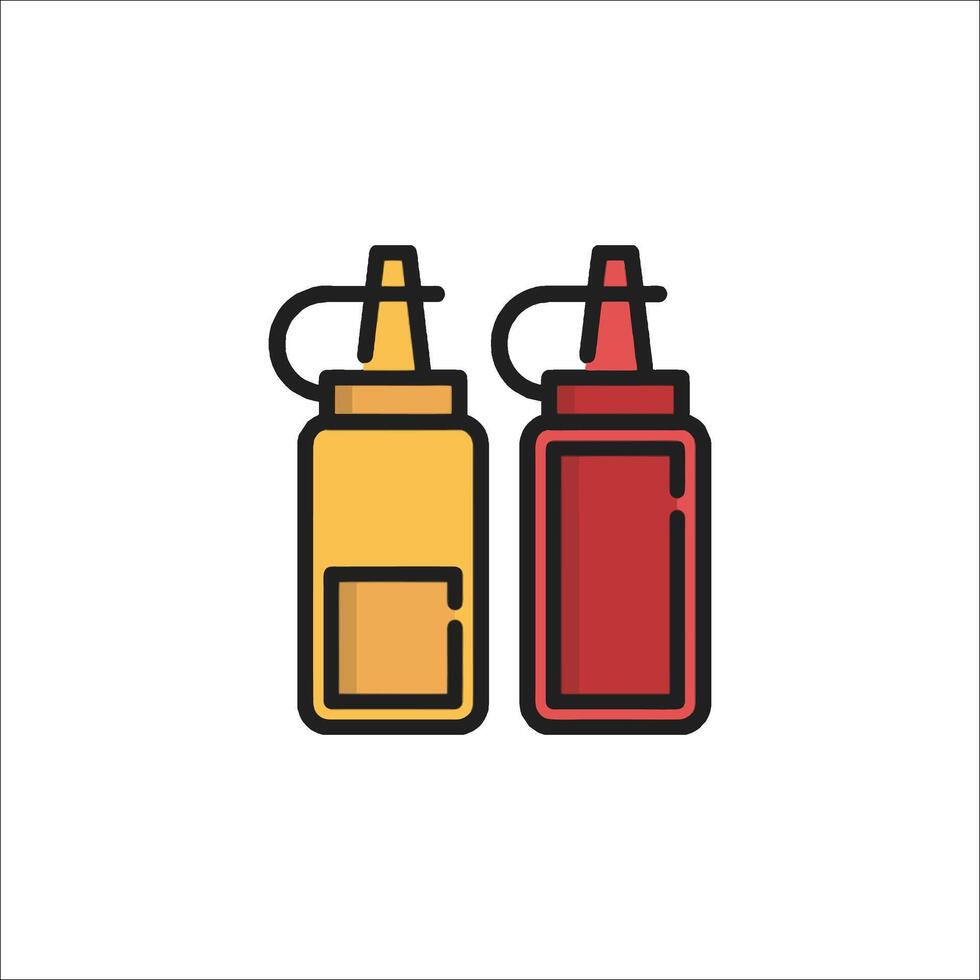 Ketchup and mustard bottle icon illustration vector