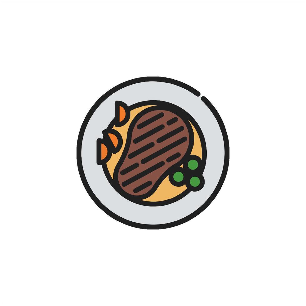 A steak on a plate icon vector