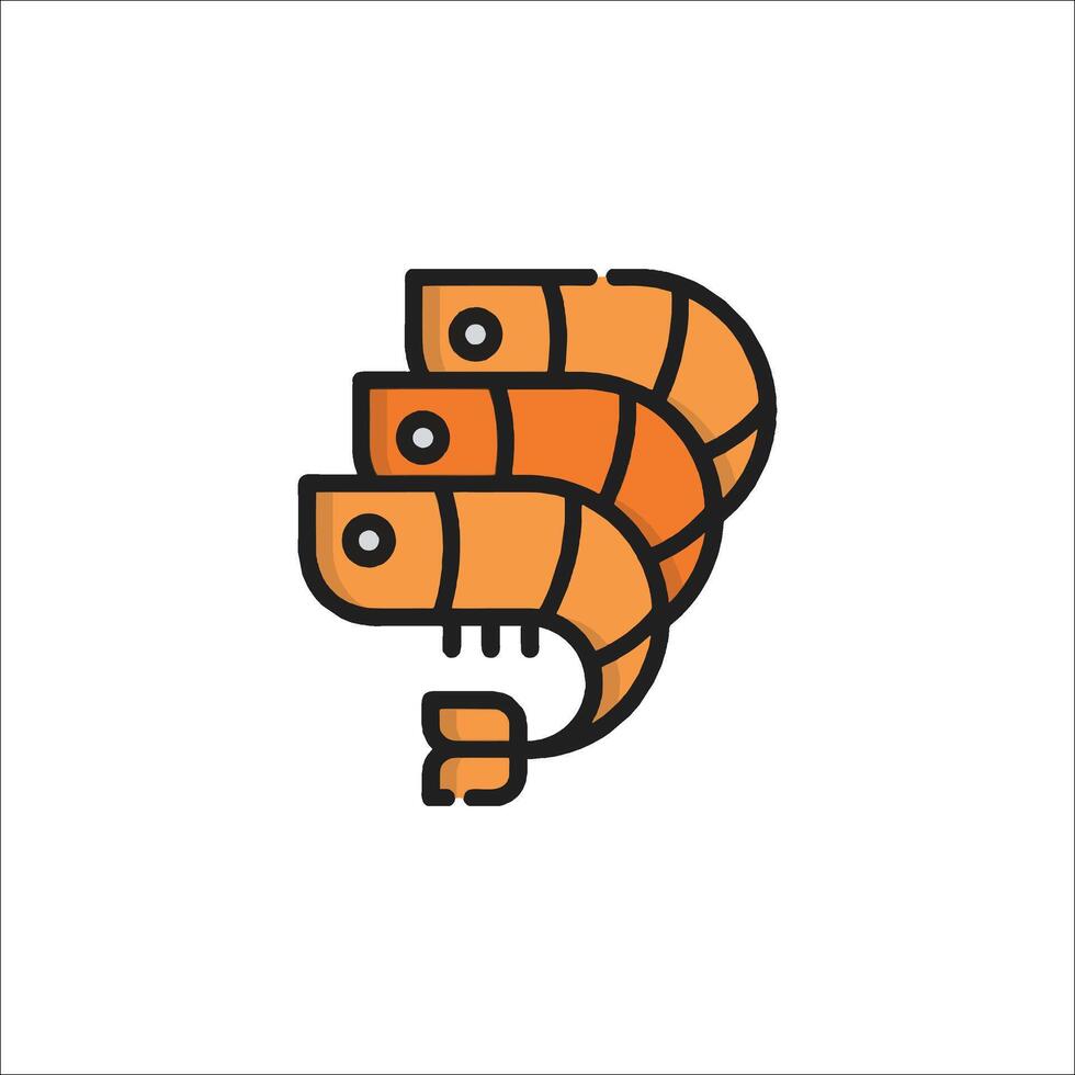 A shrimp logo with a fish on it vector