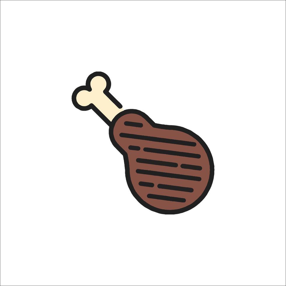 Meat on a bone icon, line art vector