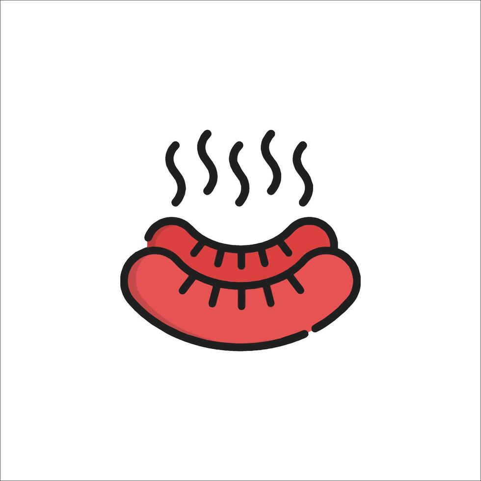 A sausage icon with a red hot dog vector
