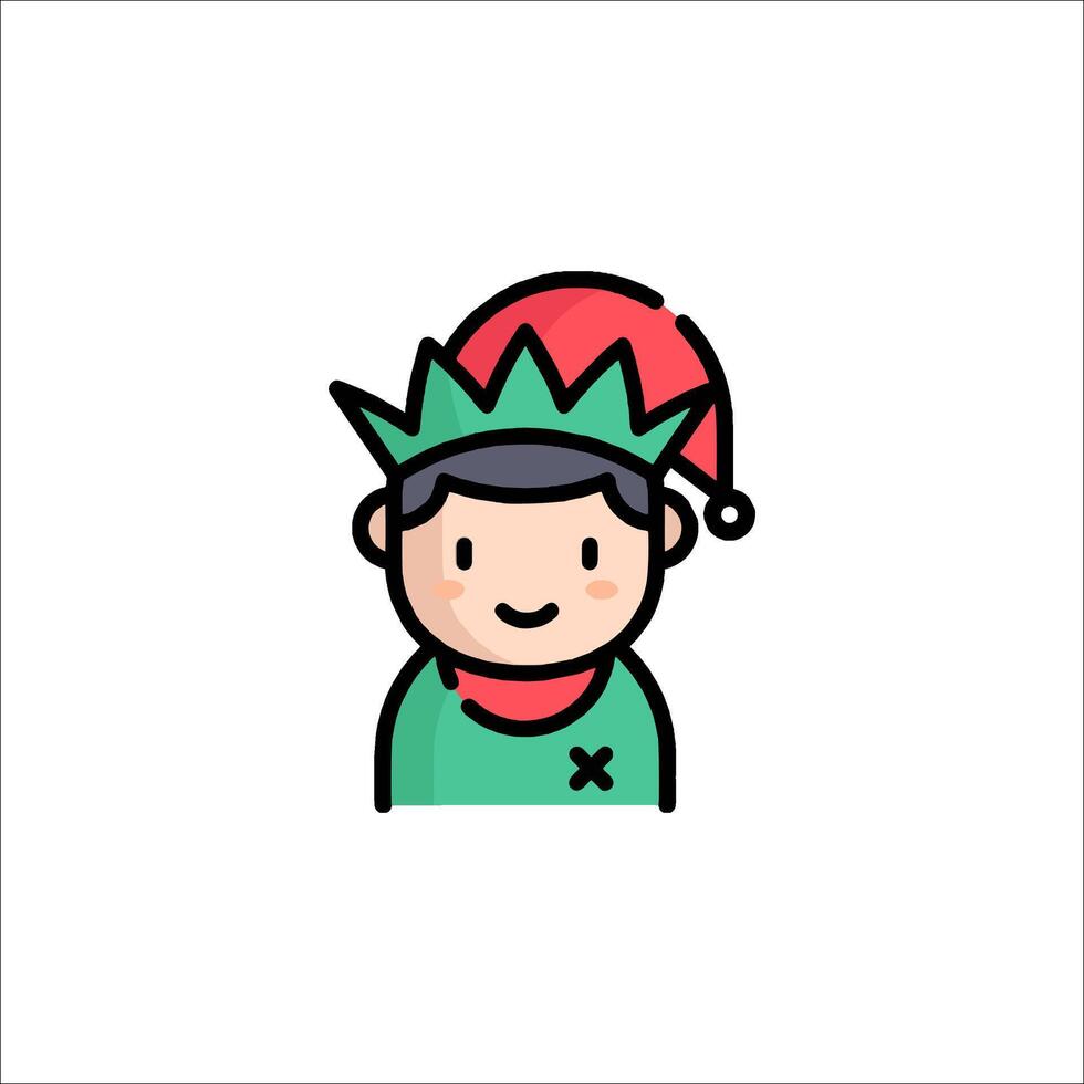 A cartoon elf with a hat on his head vector