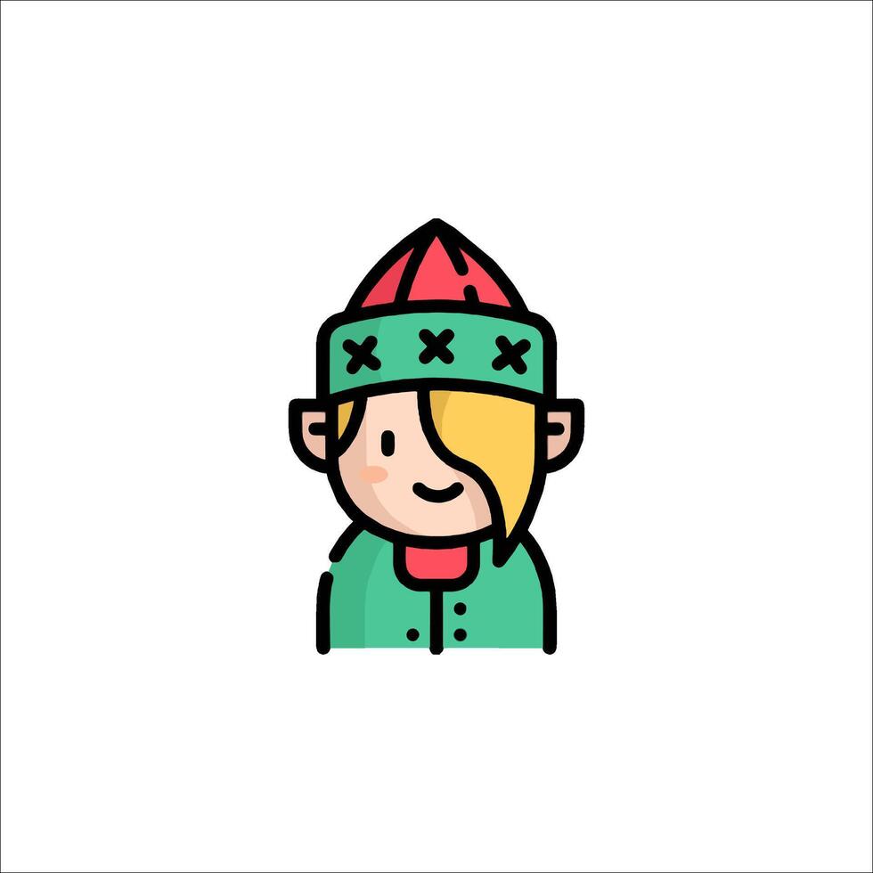 A cartoon elf with a hat and scarf vector